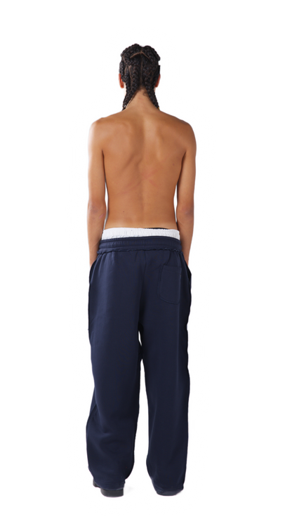 NAVY BLUE LEATHER PANT