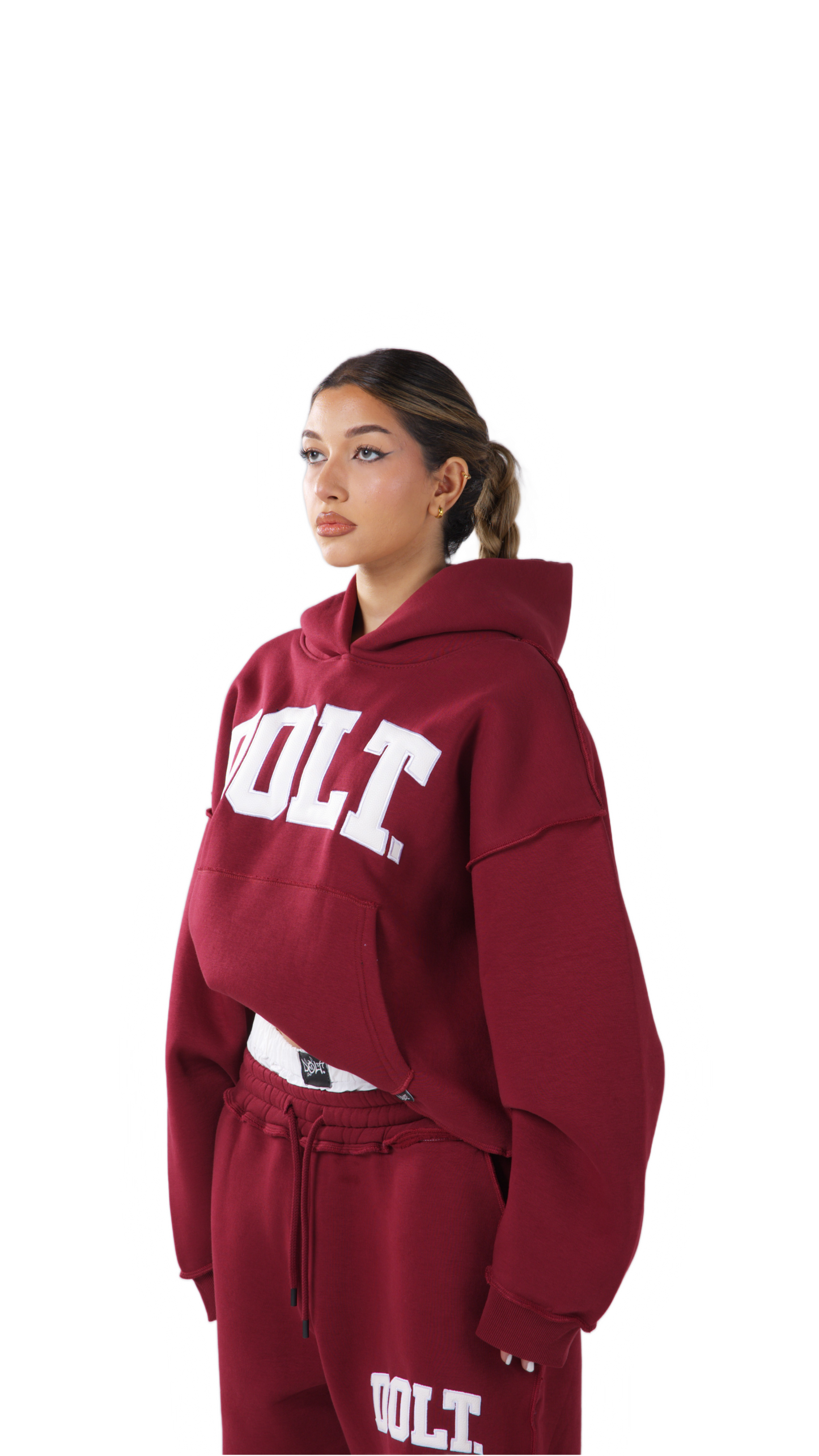 BURGUNDY LEATHER HOODIE