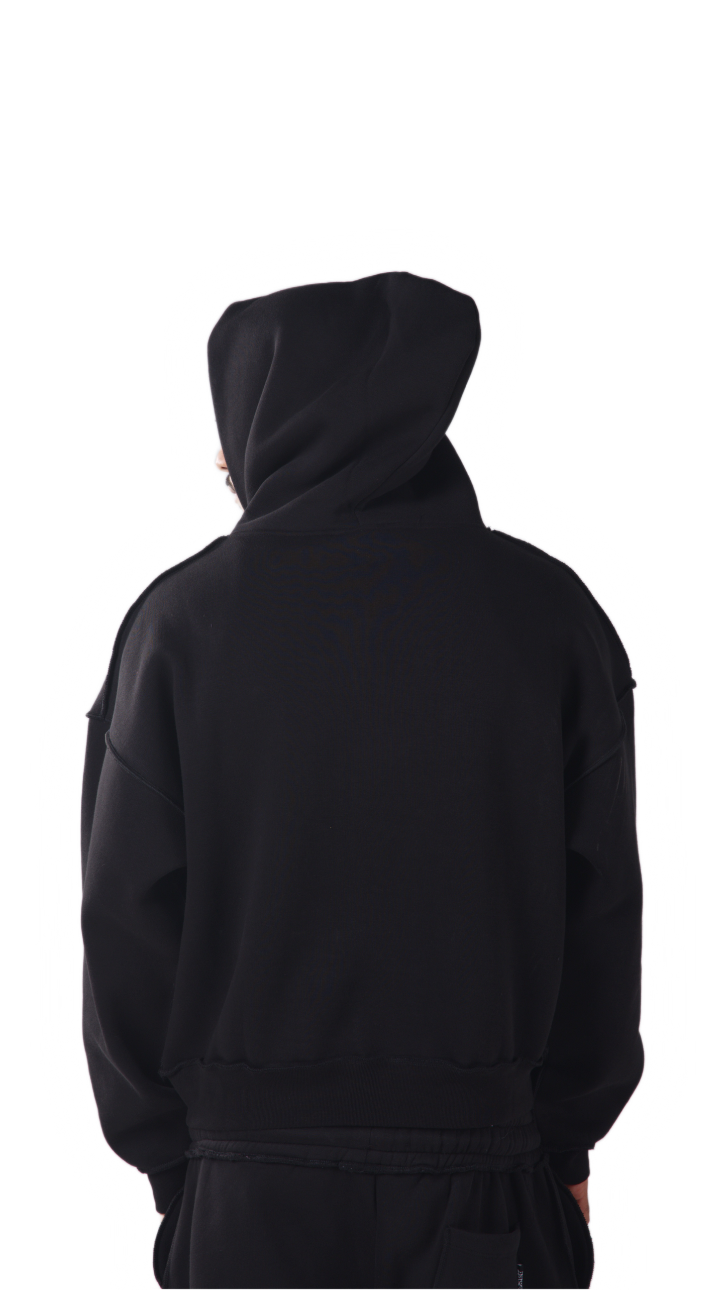BLACK LEATHER HOODIE