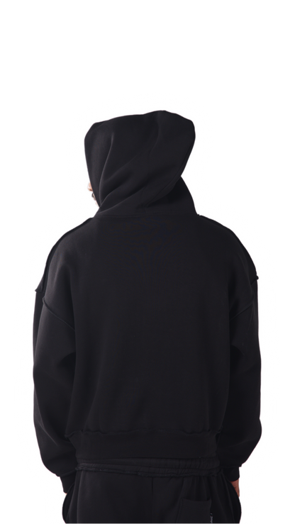 BLACK LEATHER HOODIE