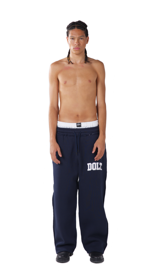 NAVY BLUE LEATHER PANT
