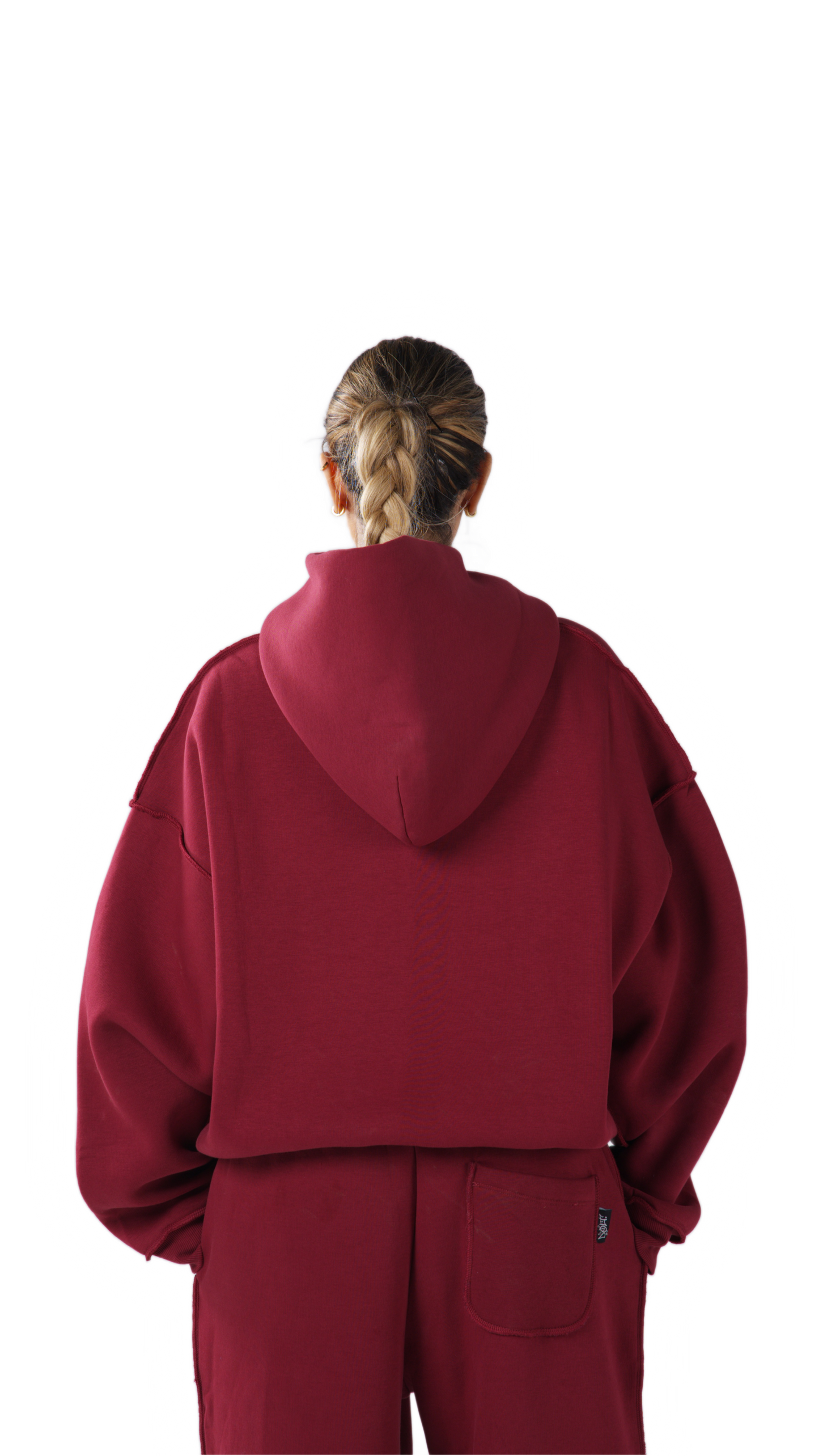 BURGUNDY LEATHER HOODIE