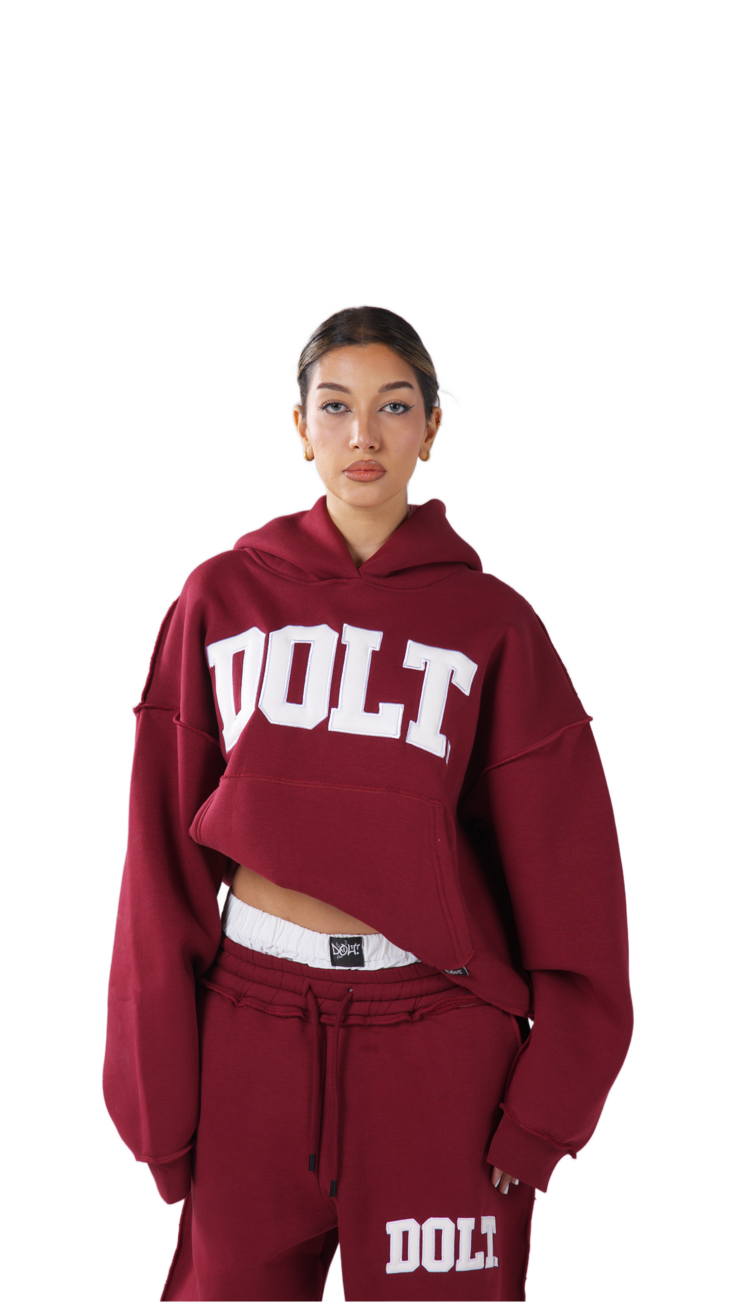 BURGUNDY LEATHER HOODIE